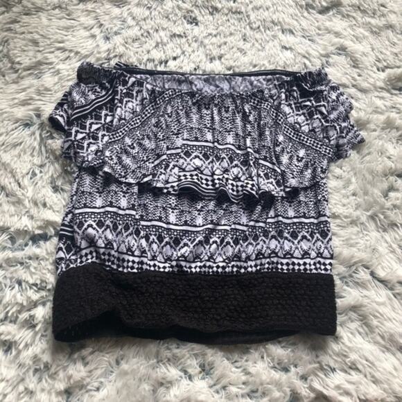 Jessica Simpson Small Black White Tube Crop Top - Picture 6 of 8